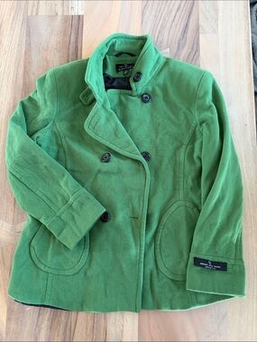 Collection B Bright Green Wool Coat with Black Lining
